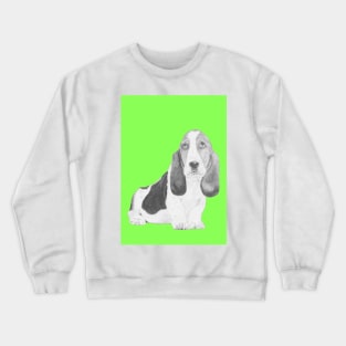 Basset Hound Puppy in Green Crewneck Sweatshirt